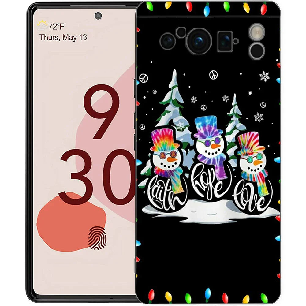 Snow Merry Christmas Phone Case Cover for Google Pixel 8 7 6 7A 6A Pro 5G Shockproof Silicone Soft 9 Pro XL 8 Pro 5G Shell Bags