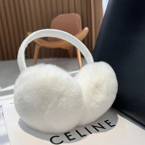 MPPM Cute Headphones Women Genuine Real Rabbit Fur Warm  Earmuff Headbands Winter Accessories for Women  Ear Cover for Winter