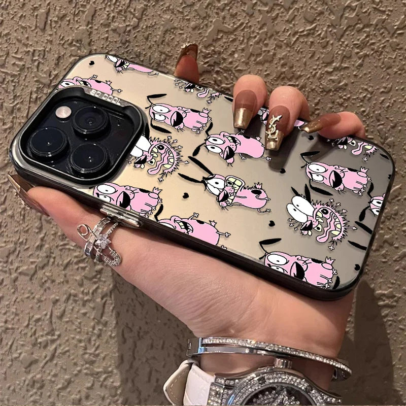 Courage Cowardly Dog Plating Case for Samsung Galaxy S24 S23 S22 S21 Ultra Plus FE Cover