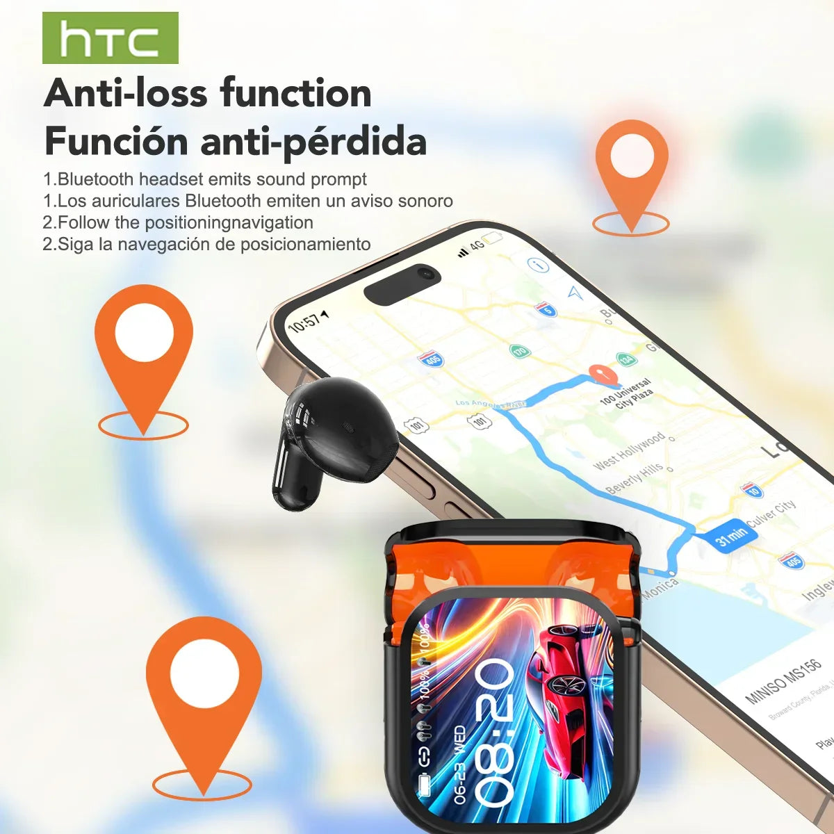 【HTC NE20】Bluetooth V6.0 Earphones AI Translator Earbuds OWS LCD Touch Screen Sport Wireless Headphones HD Stereo Sound Longlife