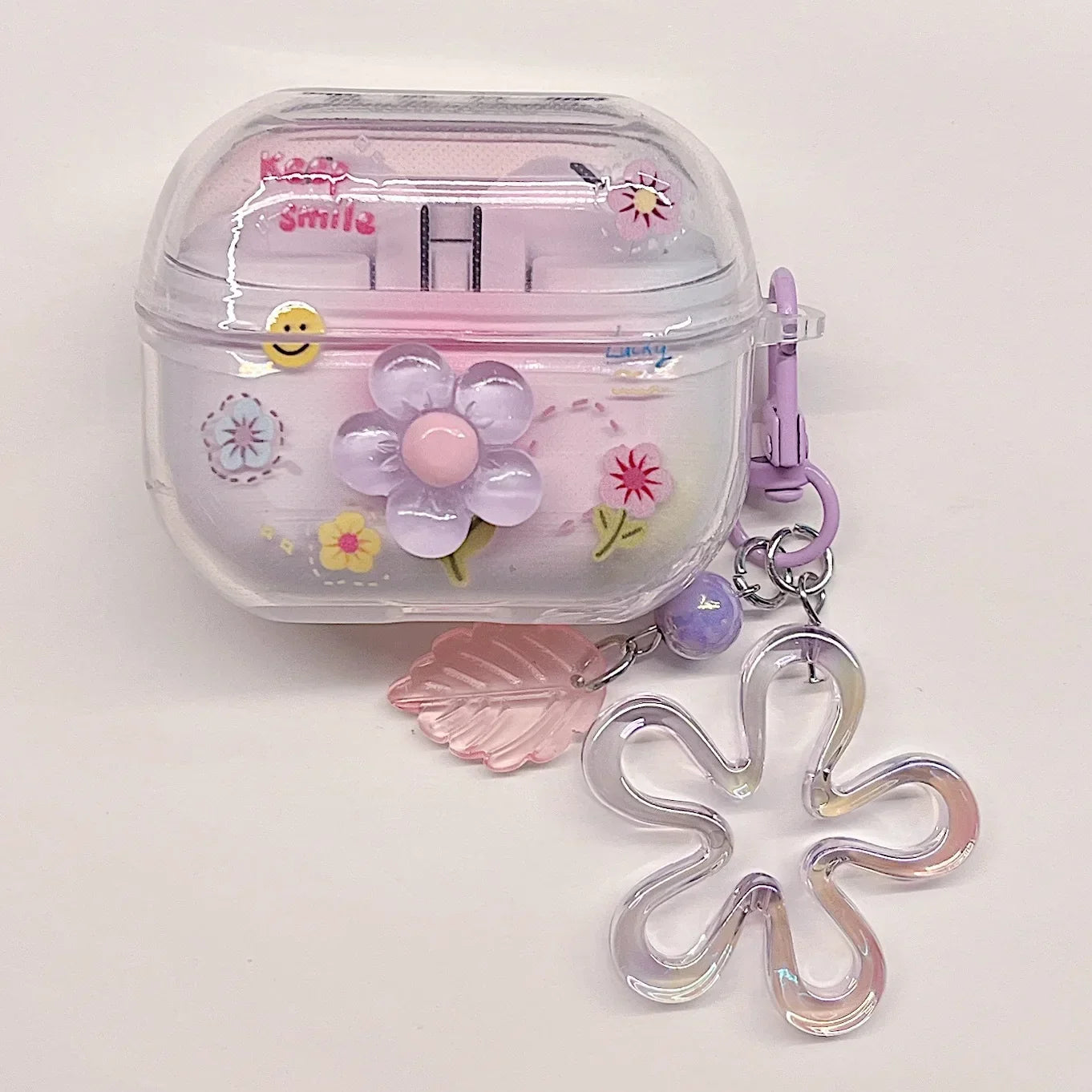 TPU Flower Earphone Case for Samsung Galaxy Buds 3 Pro for  Samsung Galaxy Bugs 3 Earphone Cover with Keychain