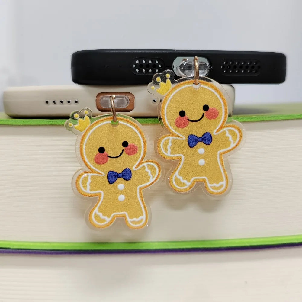 Gingerbread Man Christmas Dust Plug Type C Phone Charge Port Plug For iPhone Dust Protection Stopper Pendant Lady Friend Gift