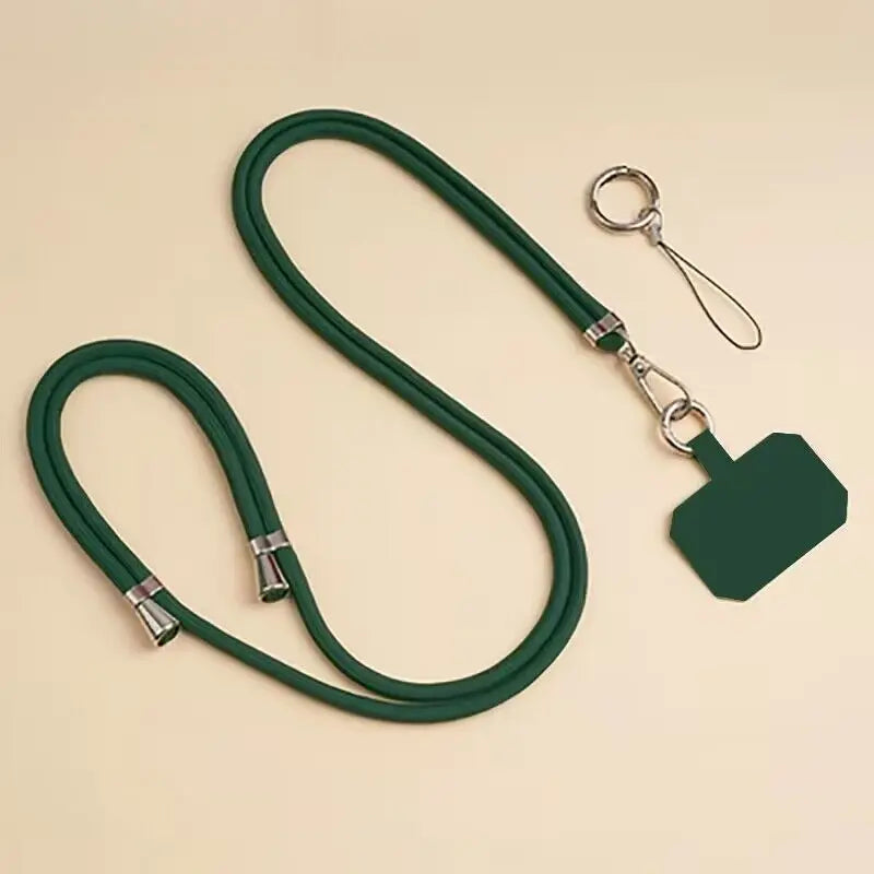 Universal Adjustment Phone Lanyard Necklace Strap Phone Case Solid Color Long Hanging Rope With Clip Anti-Lost Crossbody Lanyard