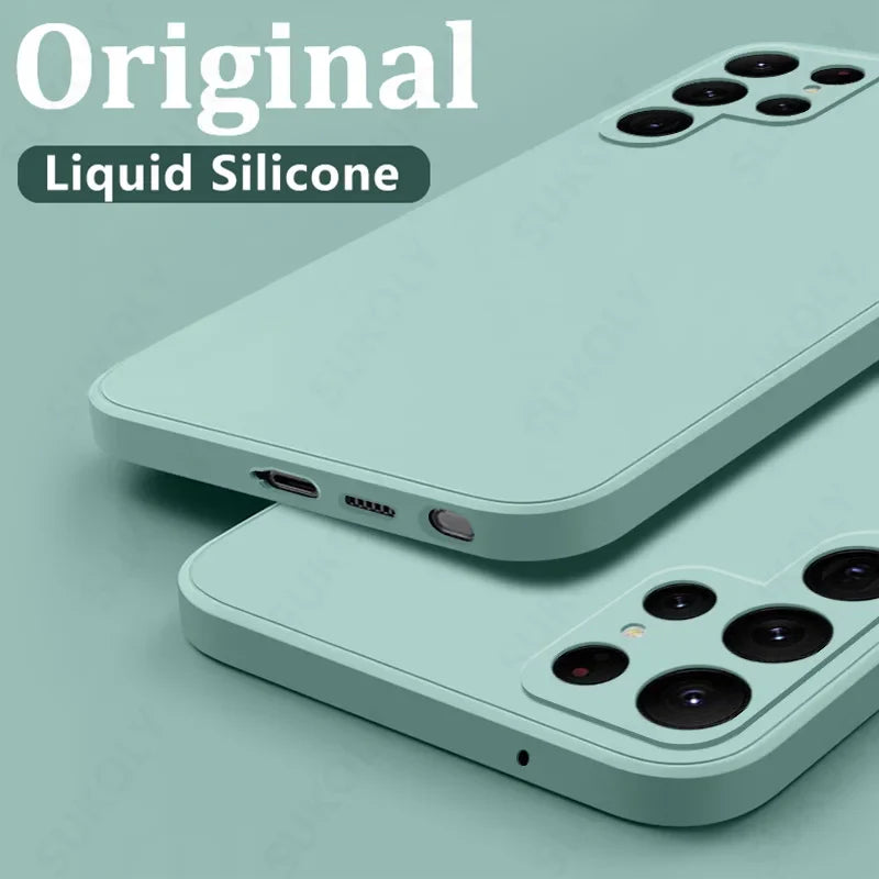 Case For Samsung Galaxy S24 S23 S22 S25 Ultra S24 FE A56 A55 A53 A52 A54 A16 A35 5G Shockproof Liquid Silicone Phone Cover Coque