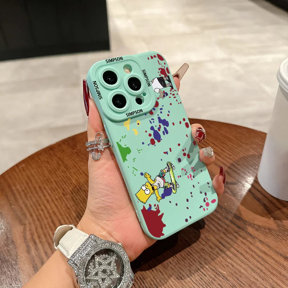 Smoking S-Simpsons Backwoods Phone Case For iPhone 16 15 14 13 12 11 X XR Xs SE2 SE 8 7 Plus Pro Max Mini Silicone Back Cover
