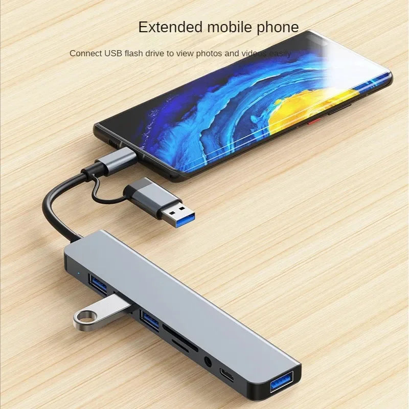 USB A Type C Hub Concentrator Docking Station Multi Adapter Card Reader Audio Multi-hub Dock Splitter For MacBook Air PC