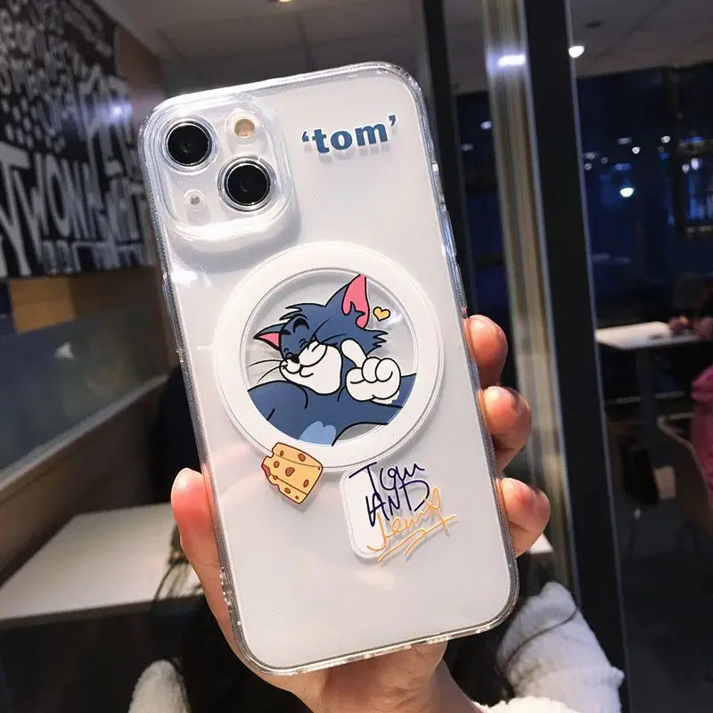 Cartoon Cute Toms Jerrys Magsafe Magnetic Phone Case for IPhone 16 15 14 13 12 11 8 Plus Pro Max X XR XSMax Soft Clear Tpu Cover