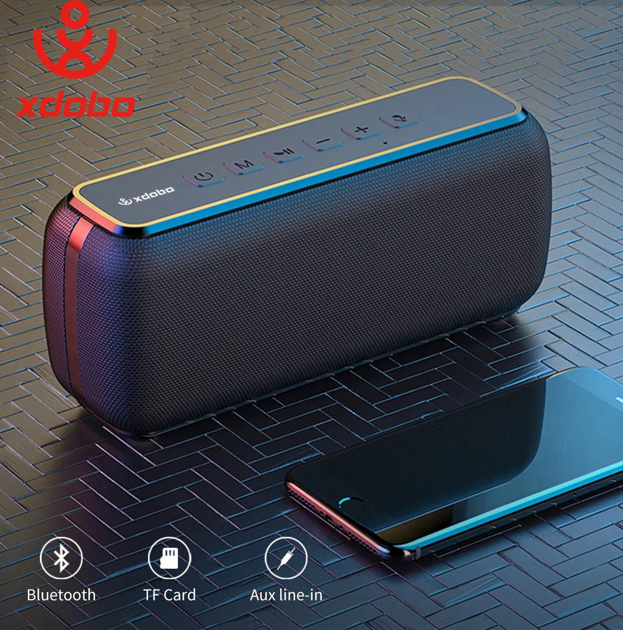 XDOBO Hot Sale X8 60W Portable Outdoor Speakers Bluetooth Wireless Bass Subwoofer Waterproof 6600mAh TWS Function Support TF/AUX