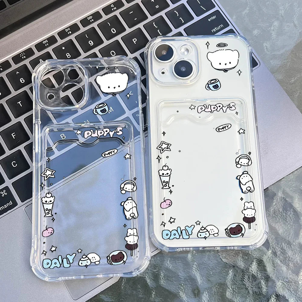 Cartoon Bear Phone Case For Samsung A54 A55 A15 A53 A52 A33 A35 A13 A34 A14 A24 A25 A06 A16 S21 S22 S23 S24 Ultra Card Bag Cover