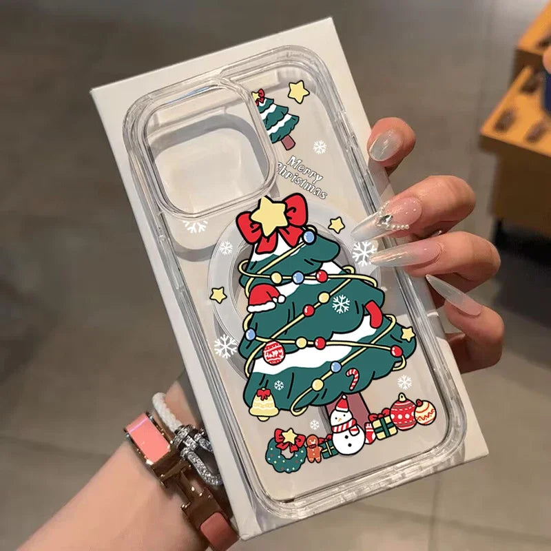 Christmas Santa Claus Magnetic Magsafe Phone Case For Samsung Galaxy S22 S23 S24 S25 FE Plus Ultra Edge Z Flip 3 4 5 6 7 Casing