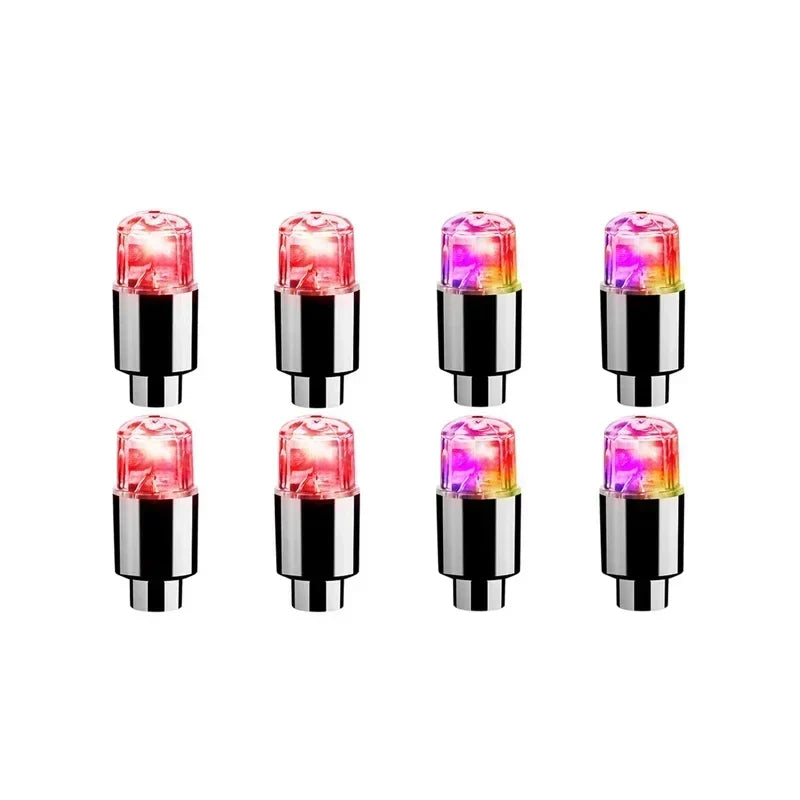 2/4/8Pcs Colorful LED Wheel Lights Car Tire Valve Caps Neon Light Universal Motorcycle Bicycle Valve Cover Auto Accessories