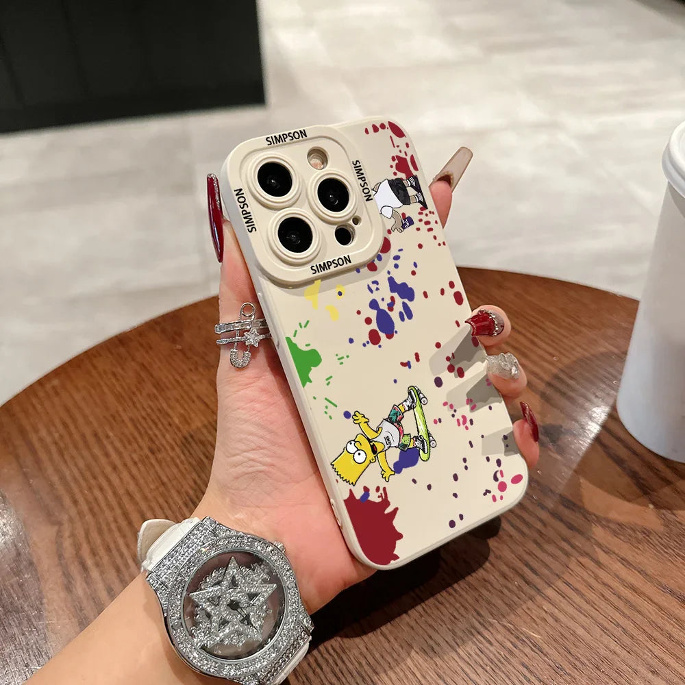 Smoking S-Simpsons Backwoods Phone Case For iPhone 16 15 14 13 12 11 X XR Xs SE2 SE 8 7 Plus Pro Max Mini Silicone Back Cover