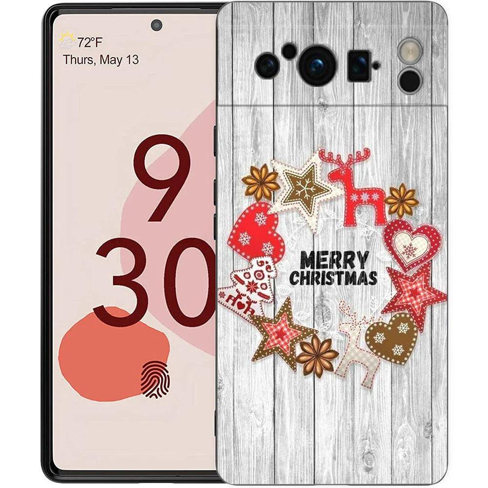 Snow Merry Christmas Phone Case Cover for Google Pixel 8 7 6 7A 6A Pro 5G Shockproof Silicone Soft 9 Pro XL 8 Pro 5G Shell Bags