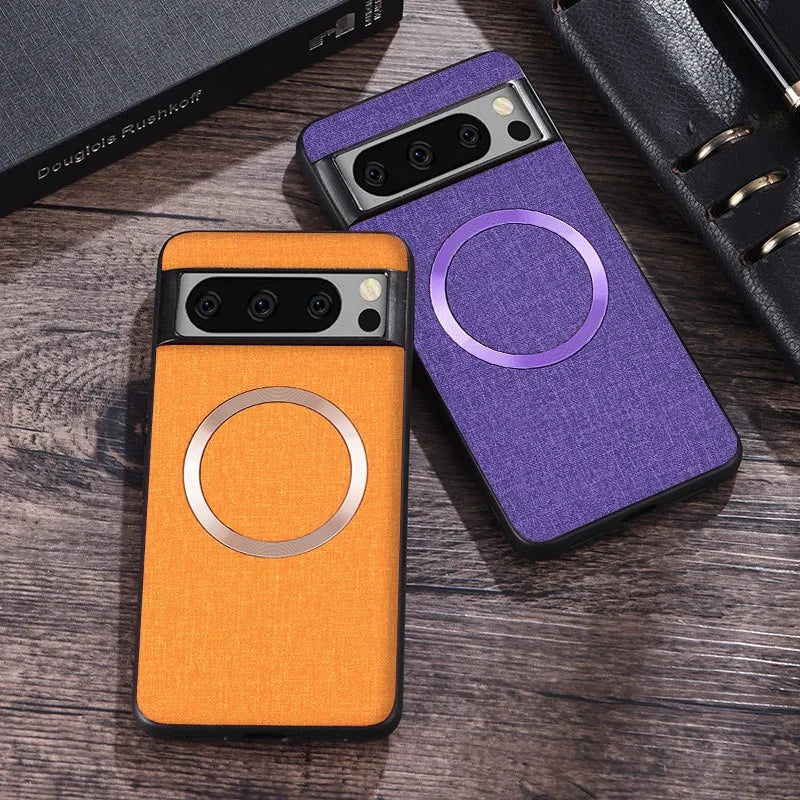 for Magsafe Fabric Cloth Case for Google Pixel 9 8 7 6 Pro XL 7A 8A 6A Magnetic Wireless Charging Slim Cover for Pixel 9Pro 8Pro