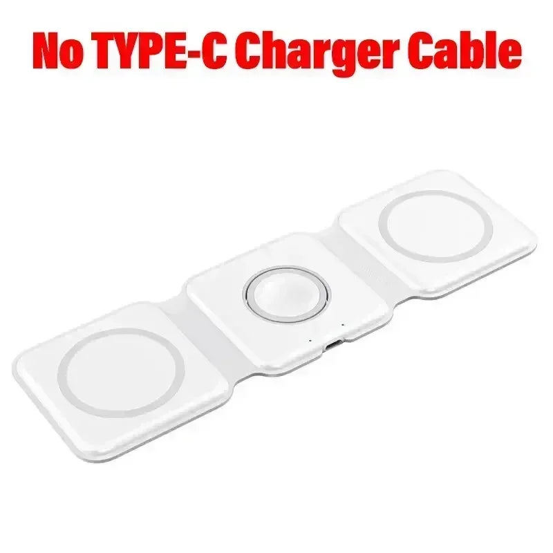 Foldable 3-in-1 Wireless Charger Dock For iPhone 16 15 14 13 12 Pro Max Apple Watch 10/9/8/7/6/5 AirPods Pro Fast Charging Pad