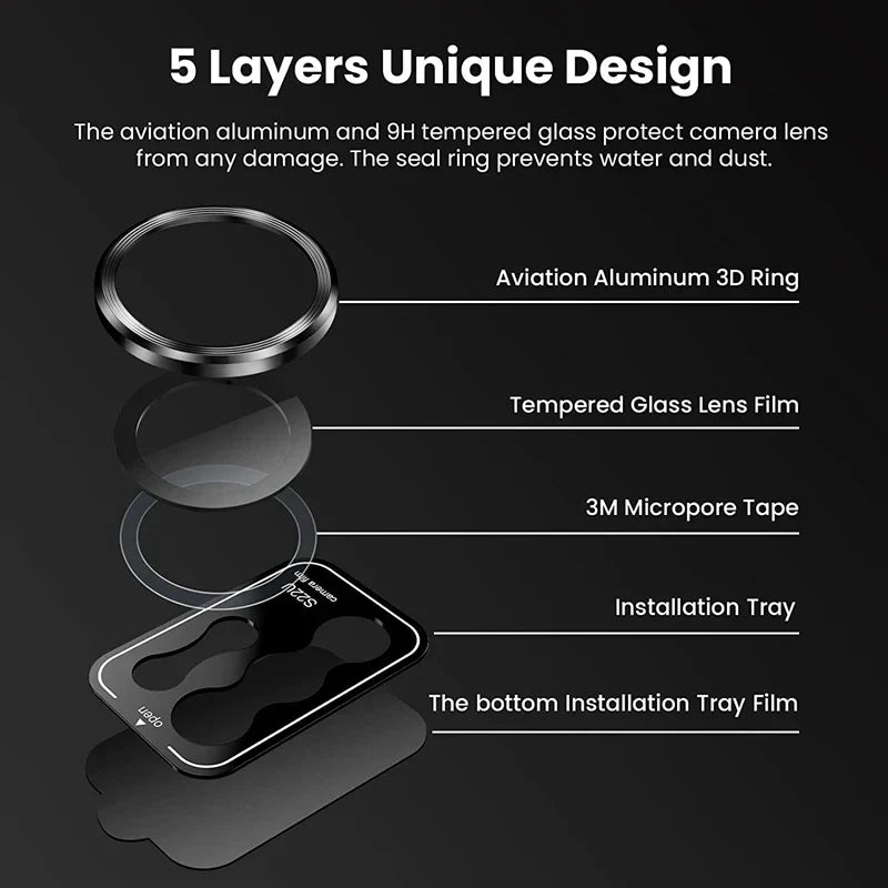 Metal Lens Ring Glass for Samsung Galaxy S24 Ultra S23ultra 5G Camera Protector Back Lens Cap Cover