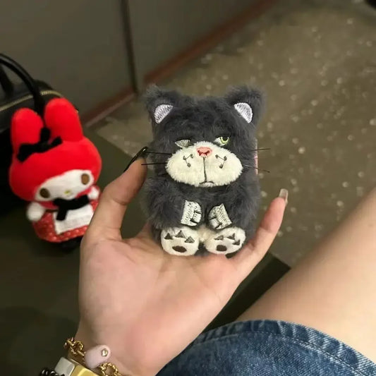 Cartoon Cute Furry Bearded Cat Silicone Earphone Case For Airpods 4 3 2 1 Cartoo n Wireless Headphones Cover Soft Plush