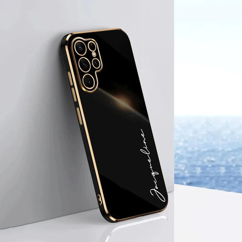 Case For Samsung Galaxy S24 Ultra Personalized Customized Name Case Luxury 6D Plating Soft Cover S23 S22 S21 S20 FE Ultra Plus