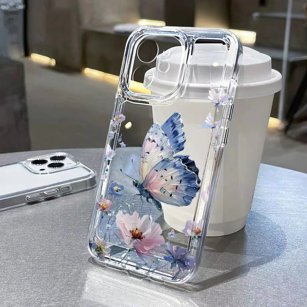 Abstract Plants Flower Phone Case For iPhone 16 Pro Case iPhone 13 15 14 11 12 17 Pro Max 7 8 Plus XR 16e XS SE Clear Soft Cover