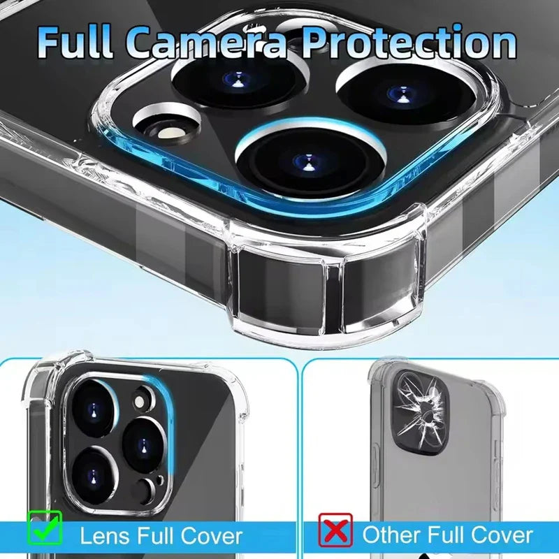 Transparent Silicone Soft Shockproof Case For iPhone 11 12 13 14 Pro Max 15 16 17 Plus 16e 17 AIR 12 Mini I17 i 17 5G Back Cover