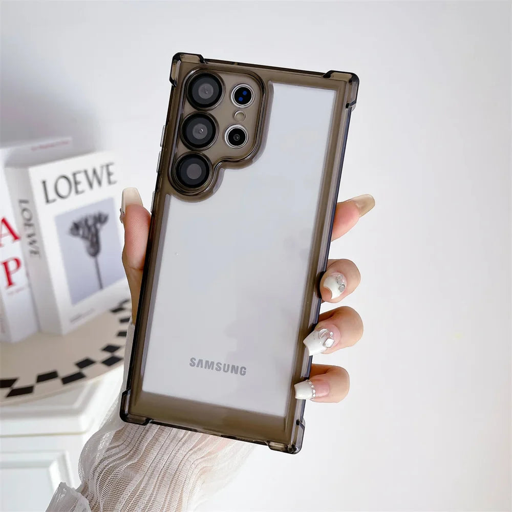 Transparent Ultra Slim Acrylic Case for Samsung Galaxy S24 Ultra S23 FE S22 Plus Clear Airbag Shockproof Lens Protector Cover
