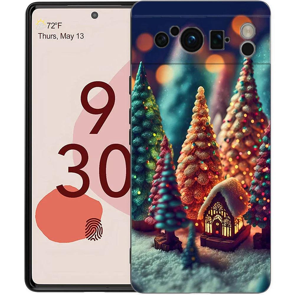 Snow Merry Christmas Phone Case Cover for Google Pixel 8 7 6 7A 6A Pro 5G Shockproof Silicone Soft 9 Pro XL 8 Pro 5G Shell Bags