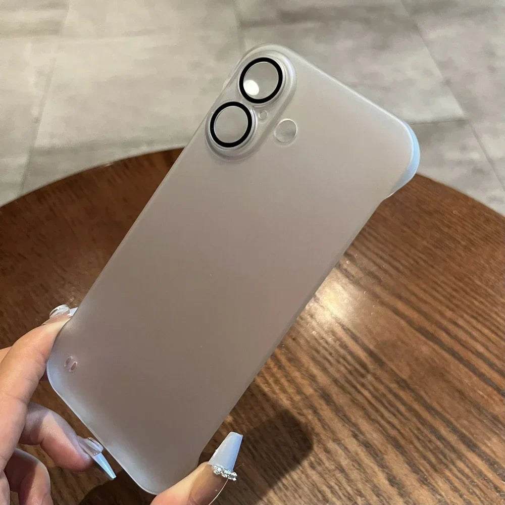 Broderless Case for iPhone 16 Ultra Thin Slim Matte PC Cover for iPhone 11 12 13 14 15 Pro Max 16 Plus Glass Camera Protector