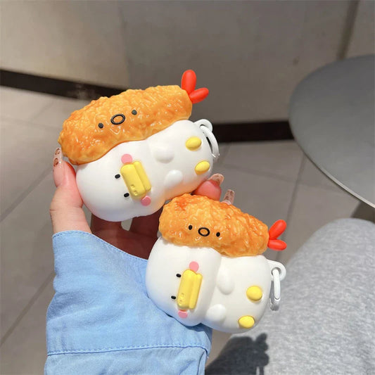 3D Fried Shrimp Duck Earphone Cover For Apple AirPods 1 2 3 Generation For Airpods Pro/Pro2 Wireless Bluetooth Headphone Case