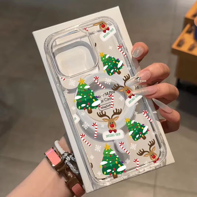 Merry Christma Gift Magsafe Wireless Charger Case For Iphone 17 16 Pro Max 17 Air 15 14 12 13 11 Pro Max 12 13 Mini Phone Casing