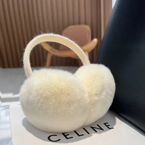MPPM Cute Headphones Women Genuine Real Rabbit Fur Warm  Earmuff Headbands Winter Accessories for Women  Ear Cover for Winter