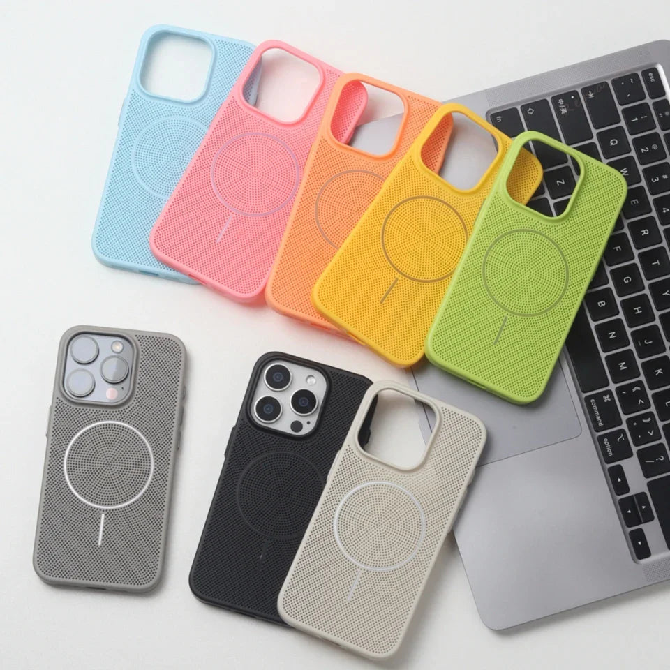 Cute Magnetic Heat Dissipation Phone Case for iPhone 14 15 16 Plus 11 12 13 16 Pro Max Matte Magsafe Charging Shockproof Cover