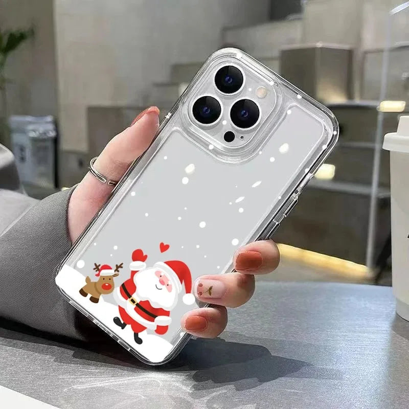 For iPhone 17 16 15 14 13 12 11 Pro Max Case Christmas Snowy Santa Claus Reindeer Cover For iPhone 16 15 14 Plus 16E 17 Air Case