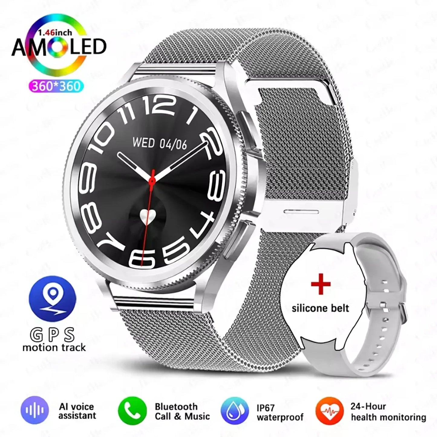 Watch 6 Classic Smart Watch Women For IOS Sports Mode Health Monitoring IP68 Waterproof Bluetooth Calling Smartwatch Men 2025New