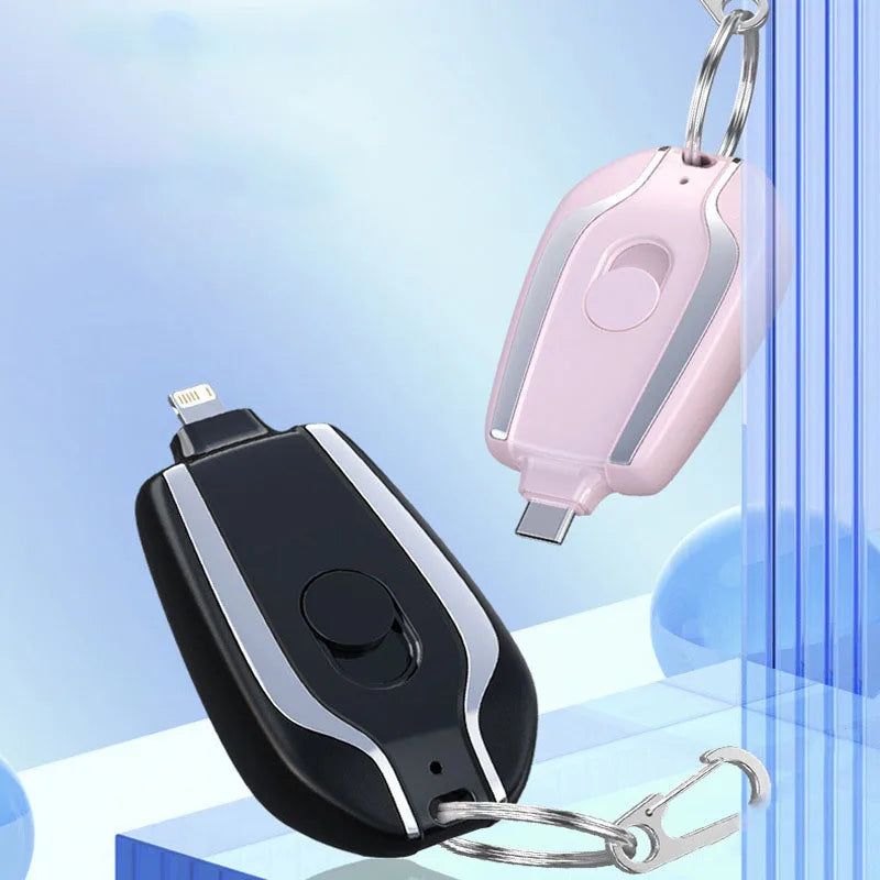 Portable 1500mAh Type C Emergency Charger New Design Keychain Mini Power Bank with 10W Output for Mobile Phones Small Convenient
