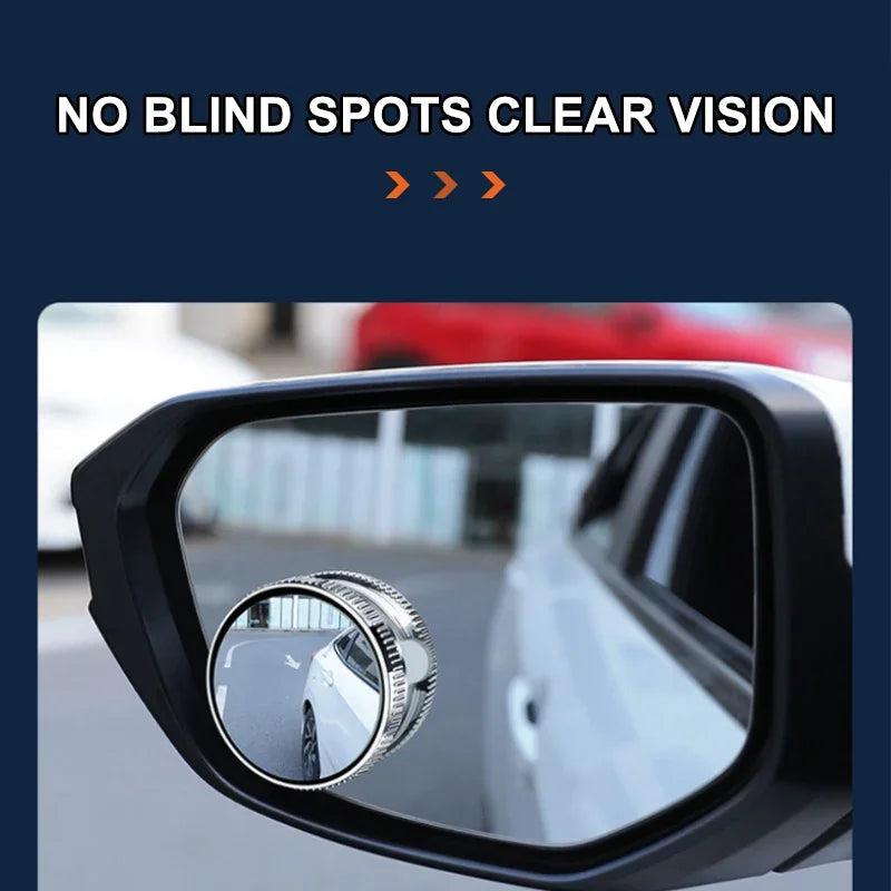 SEAMETAL Car Rearview Sucker Mirrors 360 Blind Spot Mirror Adjustable Round Frame Wide-angle Rearview Auxiliary Convex Mirror