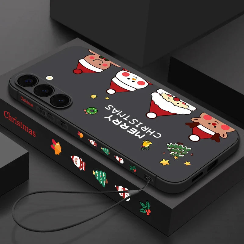 Christmas Snowman Magnetic Lanyard Case For Samsung Galaxy S23 S24 Ultra S22 Plus S21 S24 FE For Magsafe Wireless Charge Cover