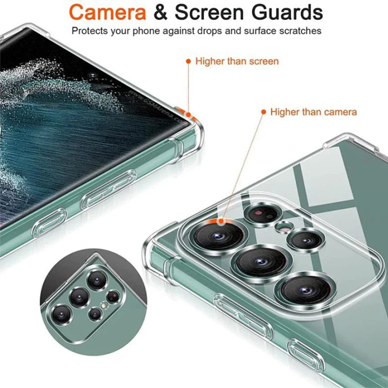 Clear Case For Samsung Galaxy S24 S23 S22 S21 Plus Ultra Shockproof Case A54 A34 A14 A04 A53 A33 A23 A13 A52 A32 A22 A12 Cover