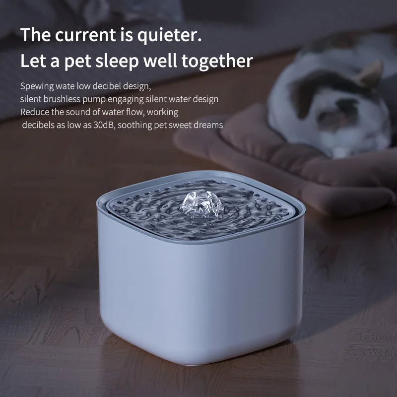 101oz/3L Pet Water Fountain Automatic Induction Circulating Filtering Cat Water Drinker USB Electric Mute Cats Water Dispenser