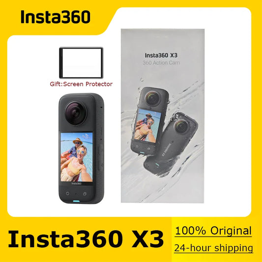 Insta360 X3 - Waterproof 360 Action Camera with 1/2" 48MP Sensors,5.7K 360 Active HDR Video,72MP 360 Photo,4K Single-Lens