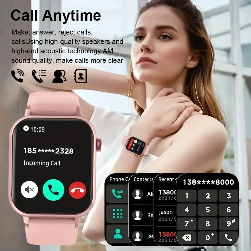 LAXASFIT 2025 New Waterproof Smart Watch Bluetooth Call Women Men Watch Voice Assistant 100+Sports Smartwatch For Android IOS