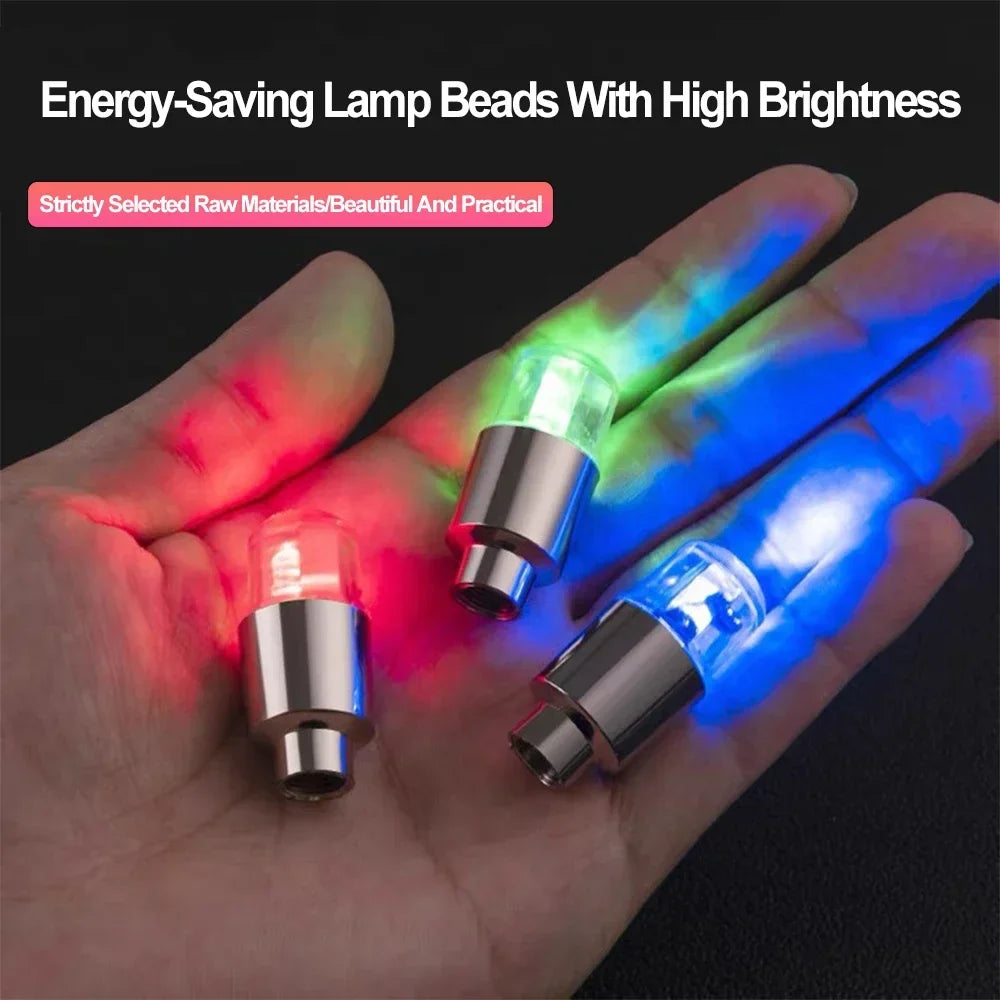 2/4/8Pcs Colorful LED Wheel Lights Car Tire Valve Caps Neon Light Universal Motorcycle Bicycle Valve Cover Auto Accessories