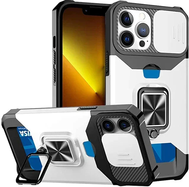 Case For iPhone 17 16 15 14 13 12 Pro Max Plus 8 7 Plus Mini Heavy Duty Protection With Sliding Camera Cover And Card Clip Cover