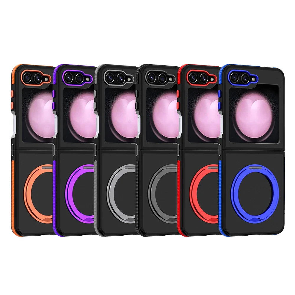Magnetic Case for Samsung Galaxy Z Flip 6 5 5G Cover 360 Rotation Stand for Magsafe Matte Metal Camera Frame Folding Phone Shell