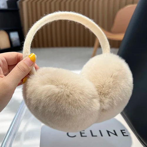 MPPM Cute Headphones Women Genuine Real Rabbit Fur Warm  Earmuff Headbands Winter Accessories for Women  Ear Cover for Winter