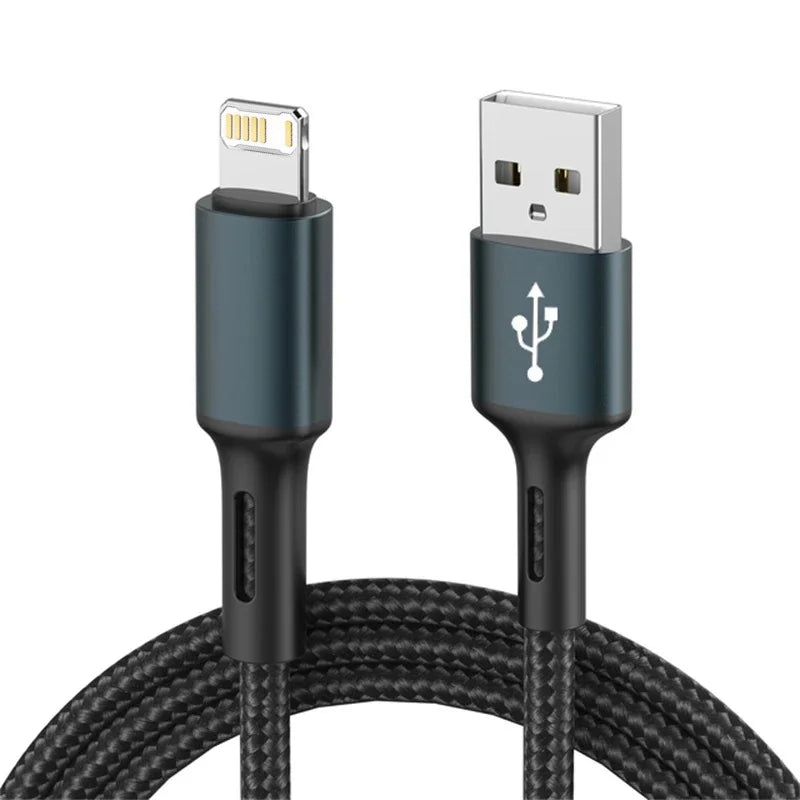 3A USB Cable For iPhone 14 13 12 11 Pro Max X XR 6s 7 8 Plus 2m 3m Lead Mobile Phone Fast Charging Cord Data Charger Wire