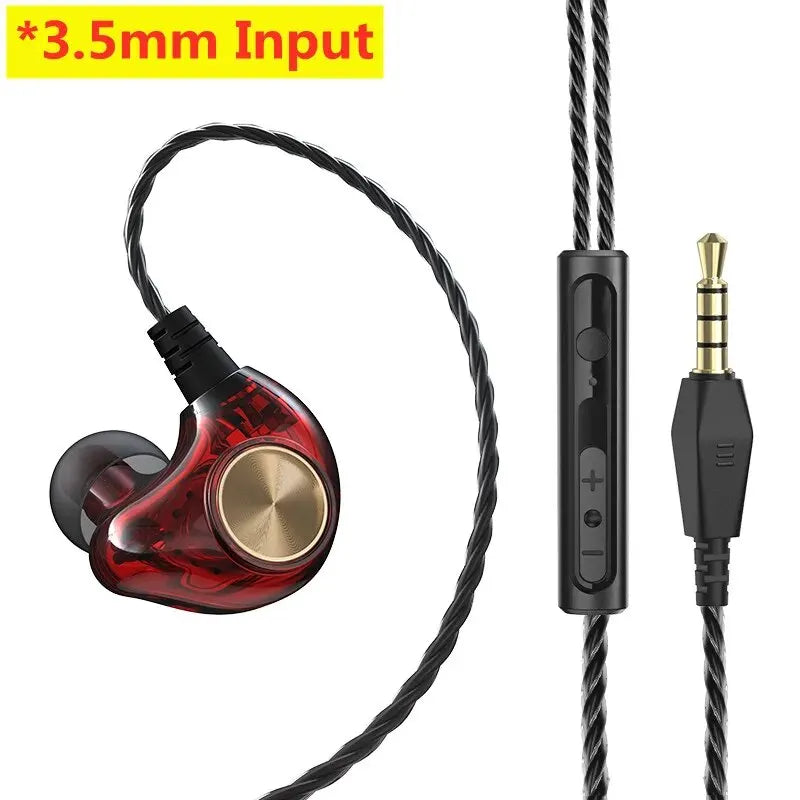 Dynamic HiFi Wired Earphone In Ear Monitor Sport Headphones Bass Stereo Gaming Noise Cancelling Headset Music Earbuds With Mic