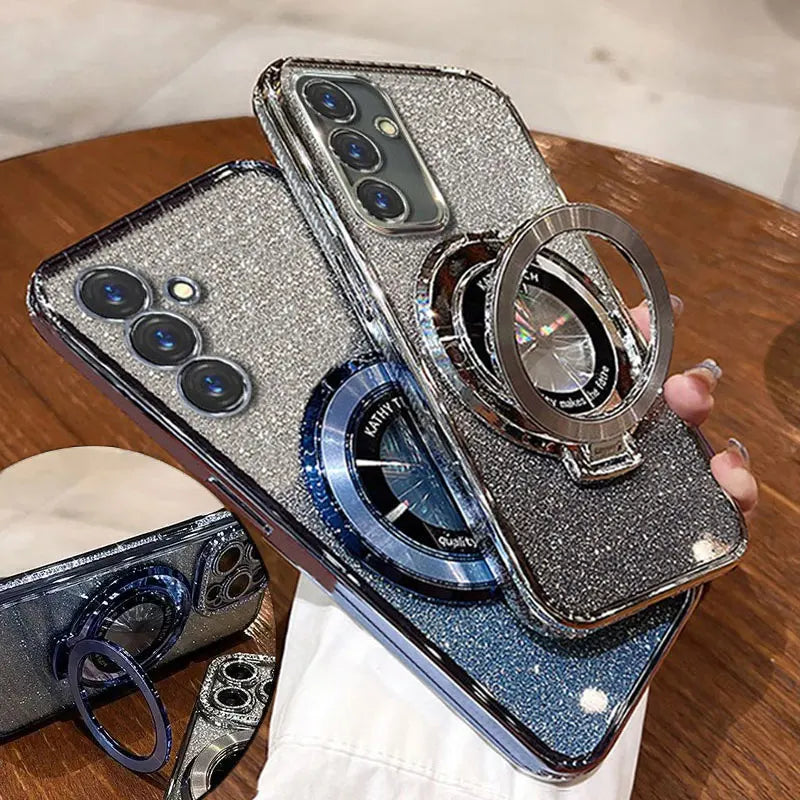 Samsung S24FE Case Luxury with bracket Glitter Case For Samsung Galaxy A15 A25 A35 A24 A14 S23 Plus Note20 Ultra A52 Case Holder