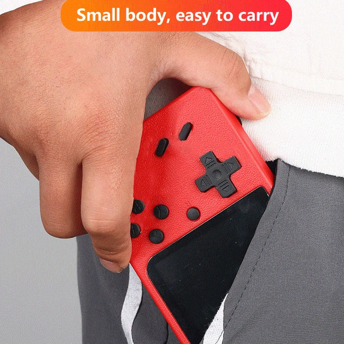 A Red Retro Classic Games Children's Handheld Small Game Console With 400 Game Charging Can Be Connected To The Tv