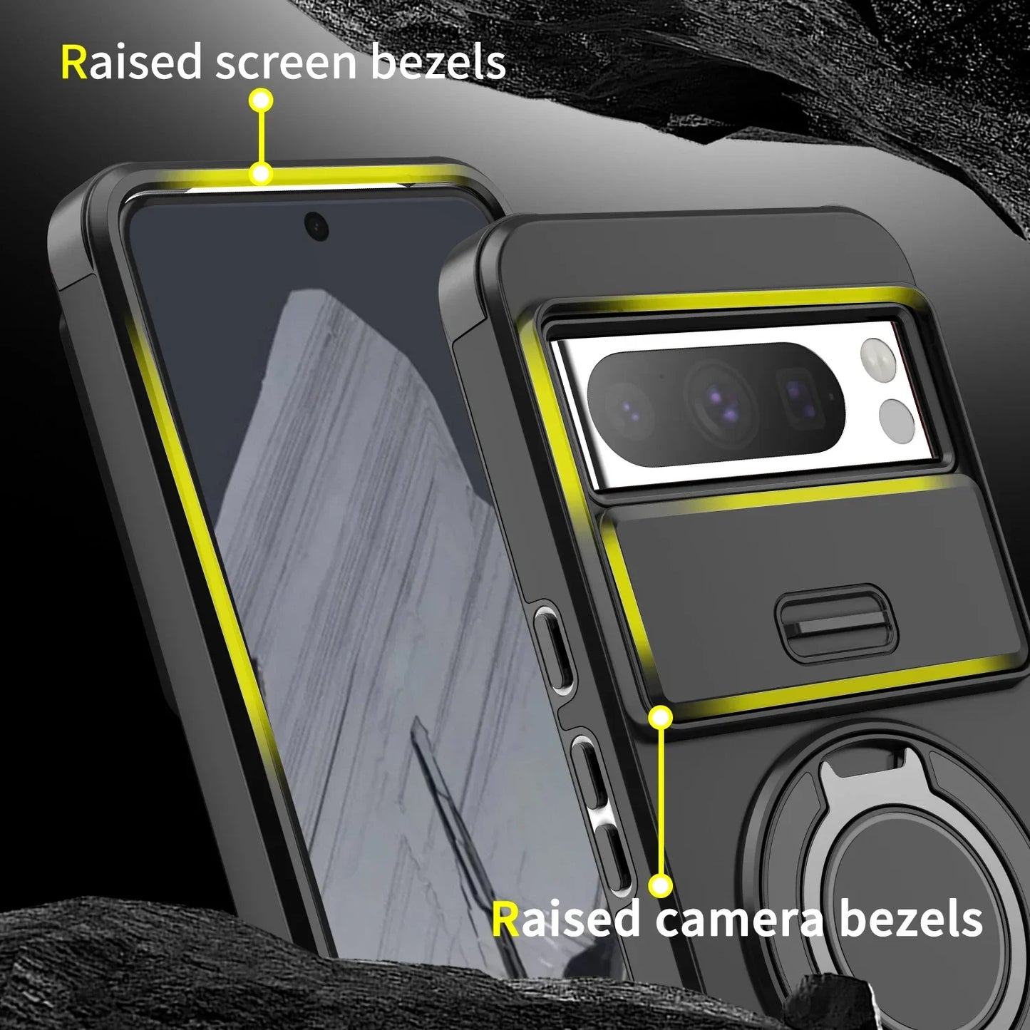 Shockproof Hybrid Dual Layer Magnetic Metal Ring stand Case for Google Pixel 9 7 8 Pro XL 8A Slide Camera Lens Protetion Cover
