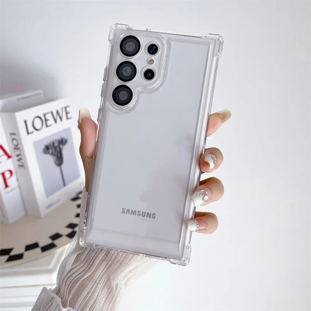 Transparent Ultra Slim Acrylic Case for Samsung Galaxy S24 Ultra S23 FE S22 Plus Clear Airbag Shockproof Lens Protector Cover